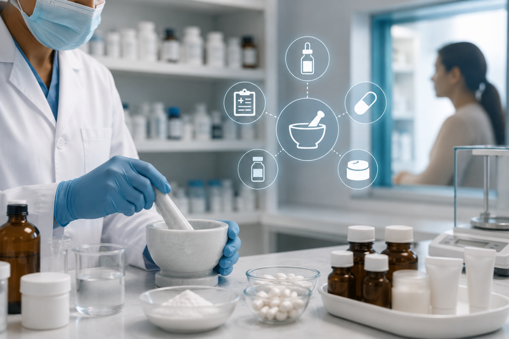 Pharmacist compounding personalized medications and specialty therapies at Ray's Drugs.