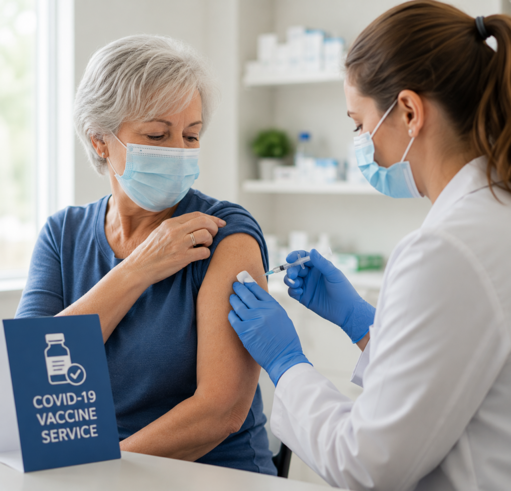 Covid Vaccine 1: Certified pharmacist administers COVID-19 vaccine to senior patient safely